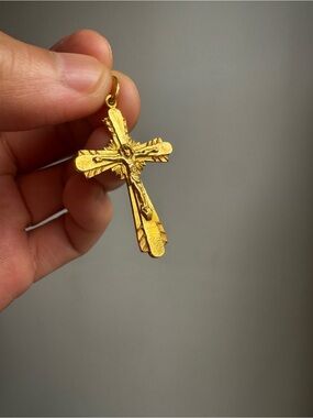 Vintage 24K Gold Cross (999) Pendant